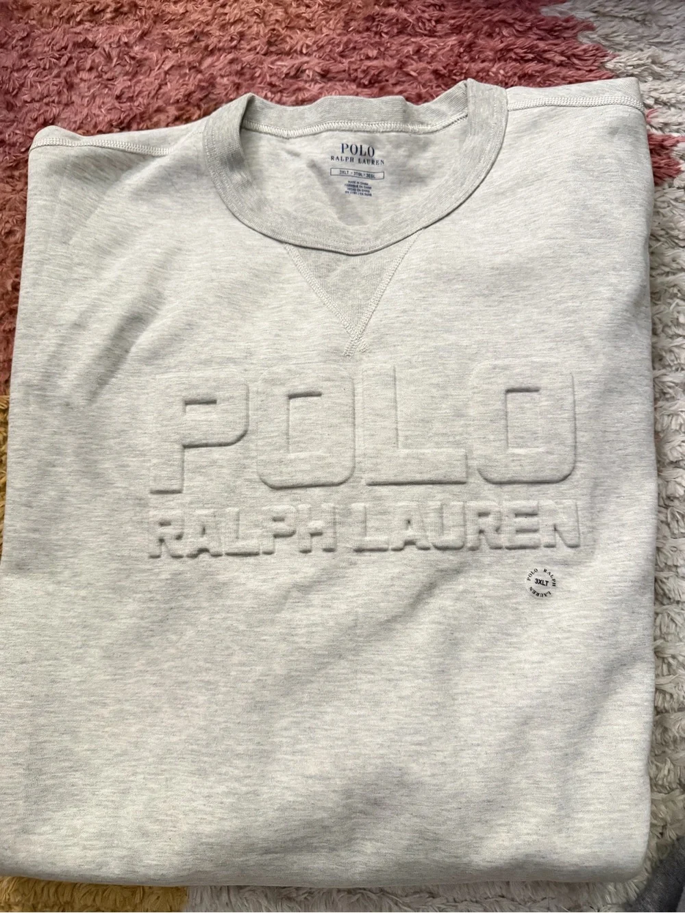 Polo by Ralph Lauren Light Gray Embossed Logo Crewneck Sweater